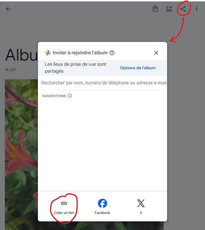 odkaz na vytvoření alba google